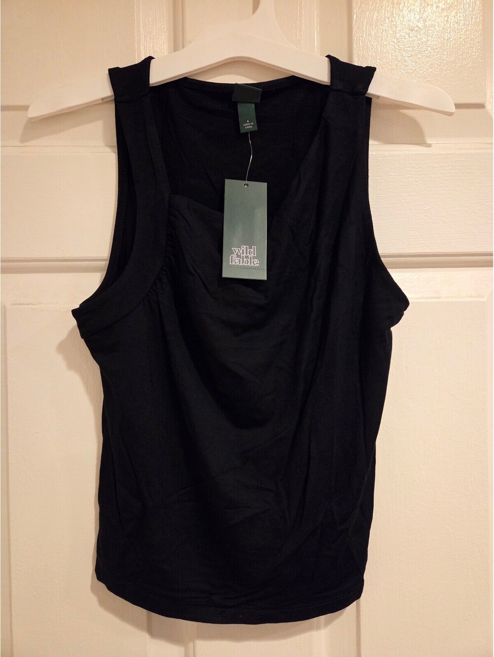 Wild Fable Women's Clean Girl Ruched Minimalist Tank Black Sleeveless  Size S